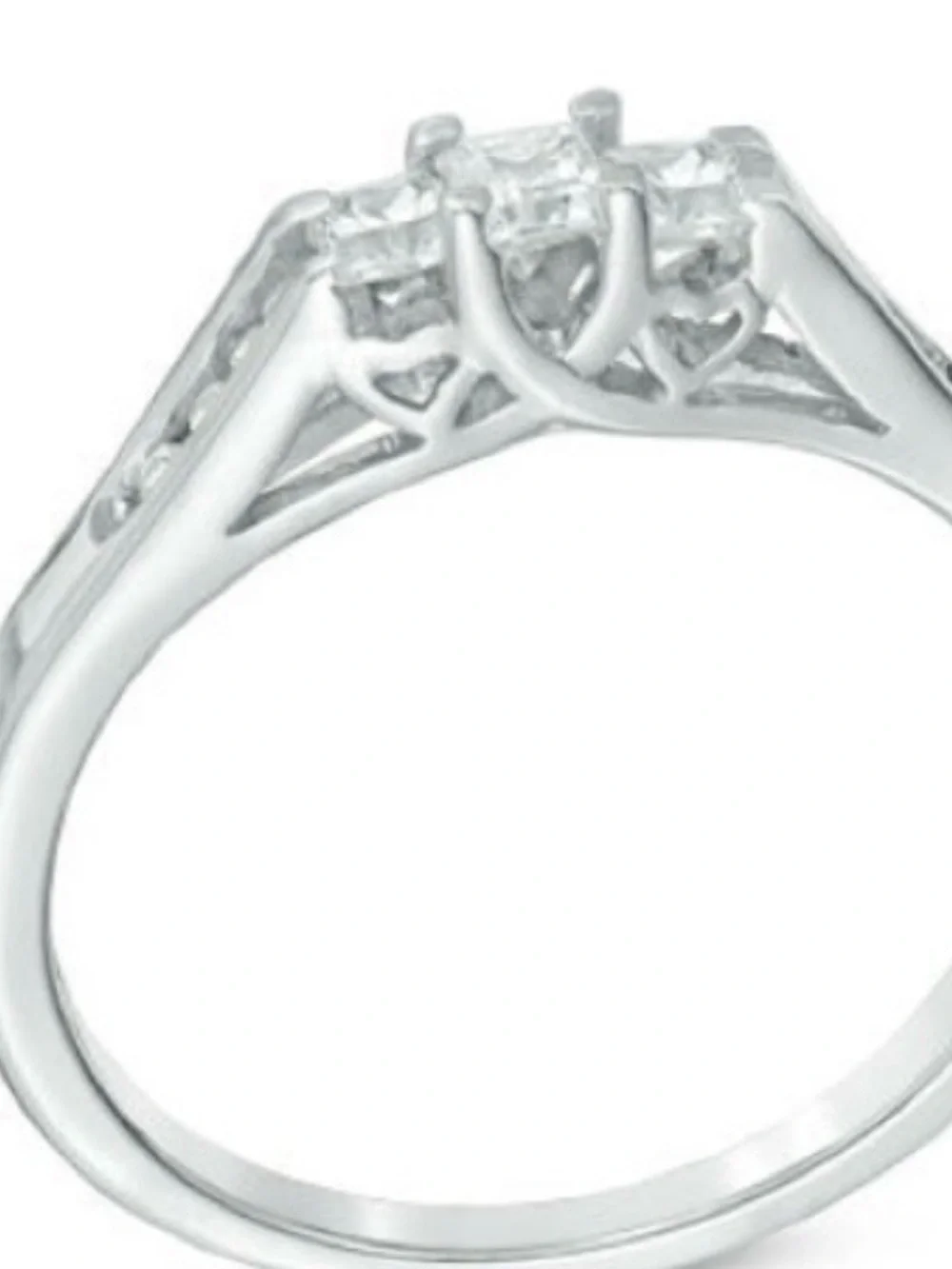 10K White Gold Ring 1/4 Ct princess cut  3 main stones, purchased from Zales 6